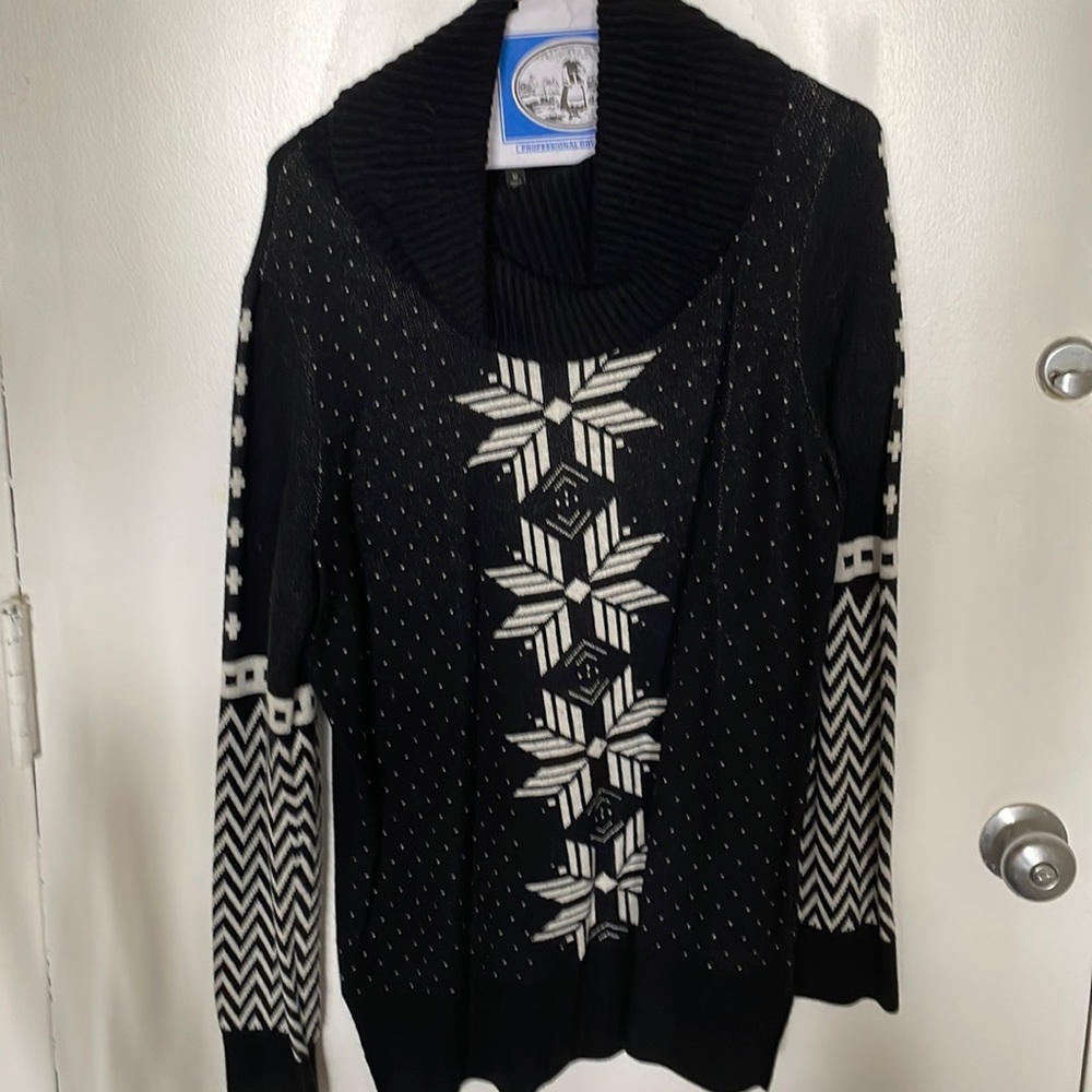 Black & White Cowl Neck Swater